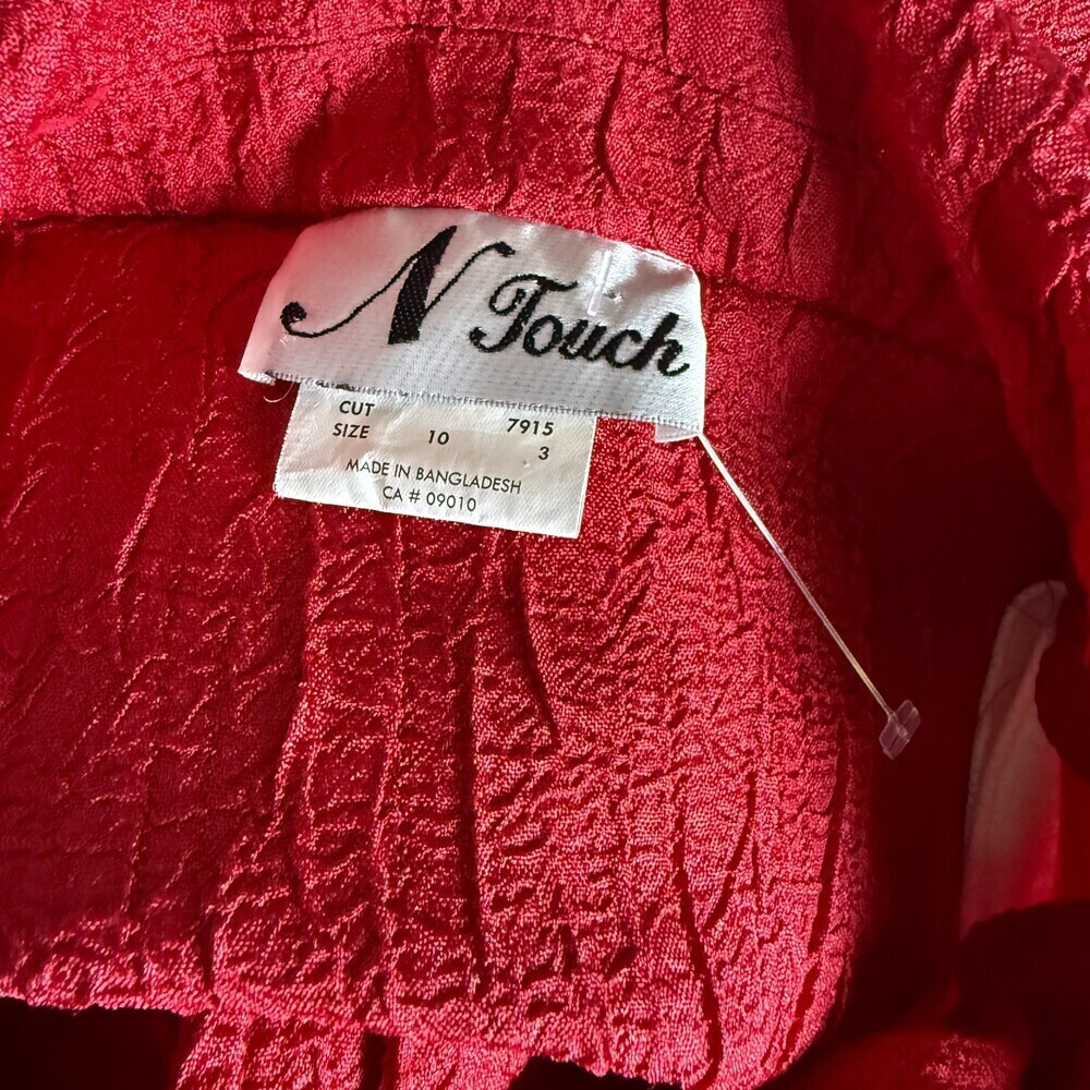N Touch Vintage Red Crinkled Texture Women's Jacket, Sz 10, Pockets Y2K Business - Picture 12 of 16